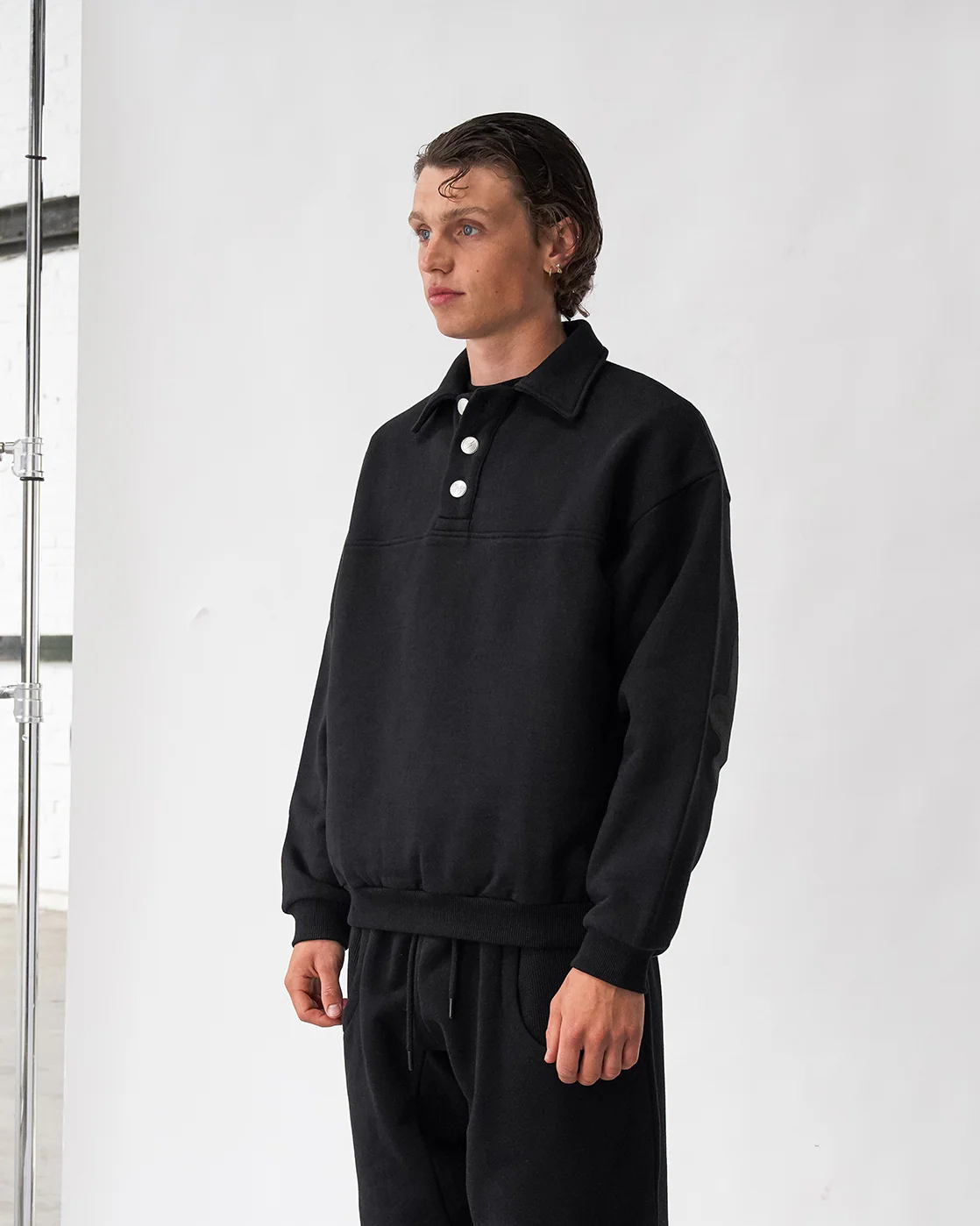 Baselayer Polo Sweater - Black - Image 4