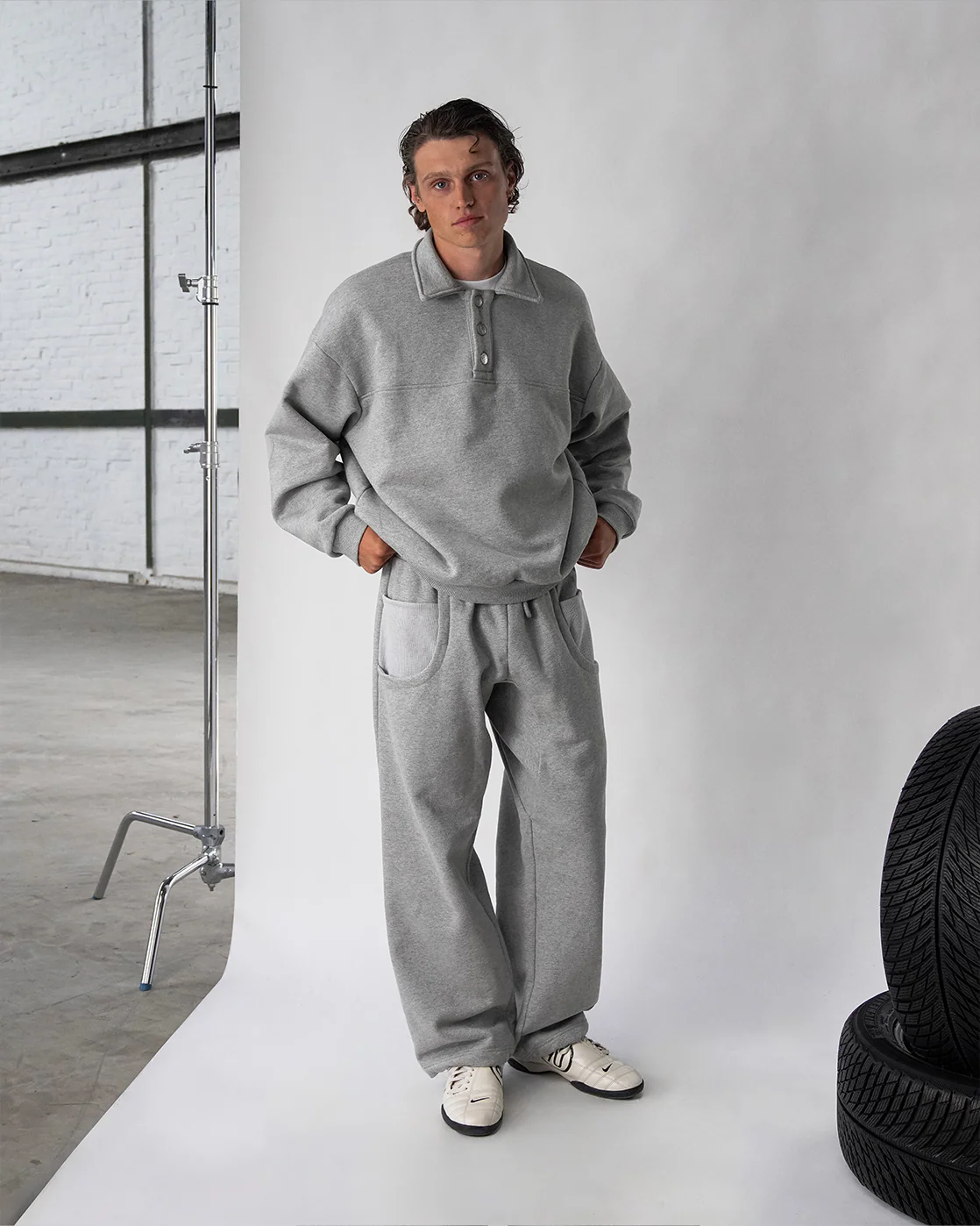 Baselayer Polo Sweater - Heather Grey - Image 5