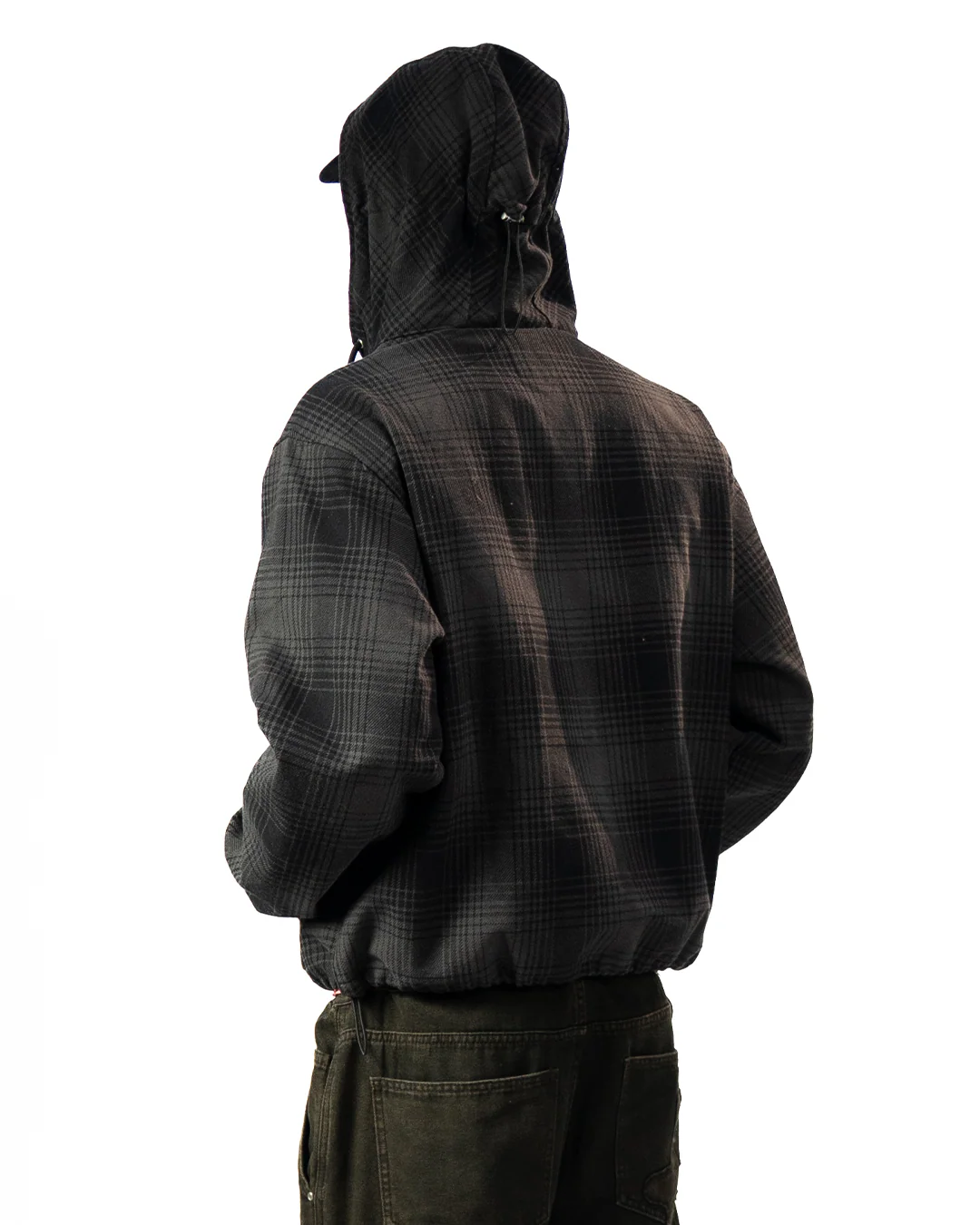 HEAVY FLANNEL HOODIE - Black/Grey - Image 5
