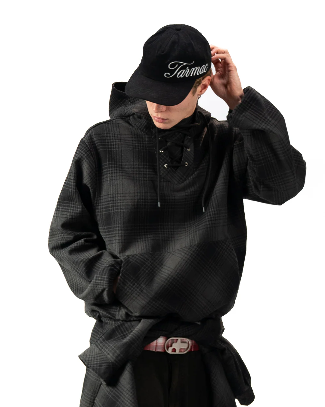 HEAVY FLANNEL HOODIE - Black/Grey - Image 7