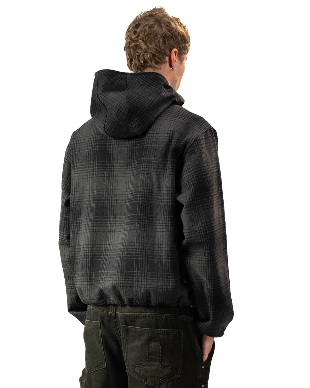 HEAVY FLANNEL HOODIE - Black/Grey - Image 8