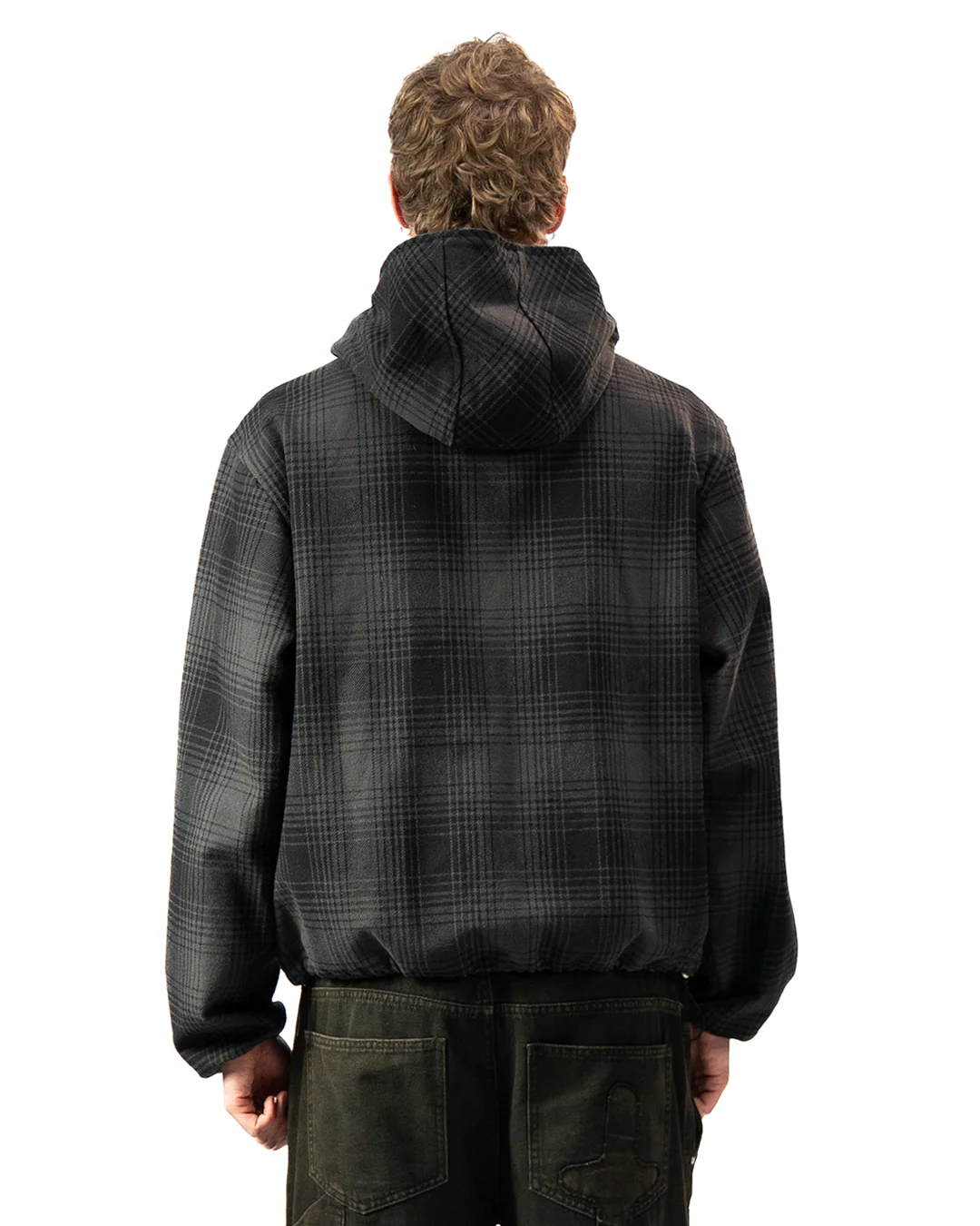 HEAVY FLANNEL HOODIE - Black/Grey - Image 9