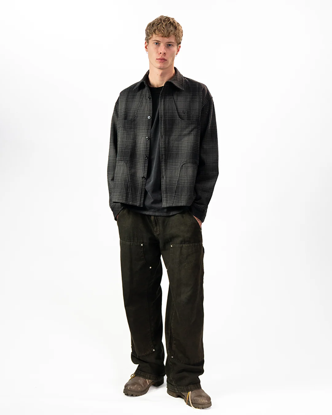HEAVY FLANNEL SHIRT - Black/Grey - Image 6
