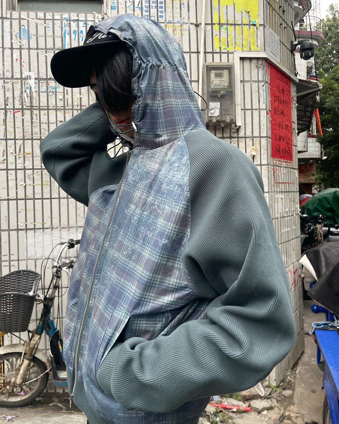 Plaid Shell Jacket - Green - Image 5